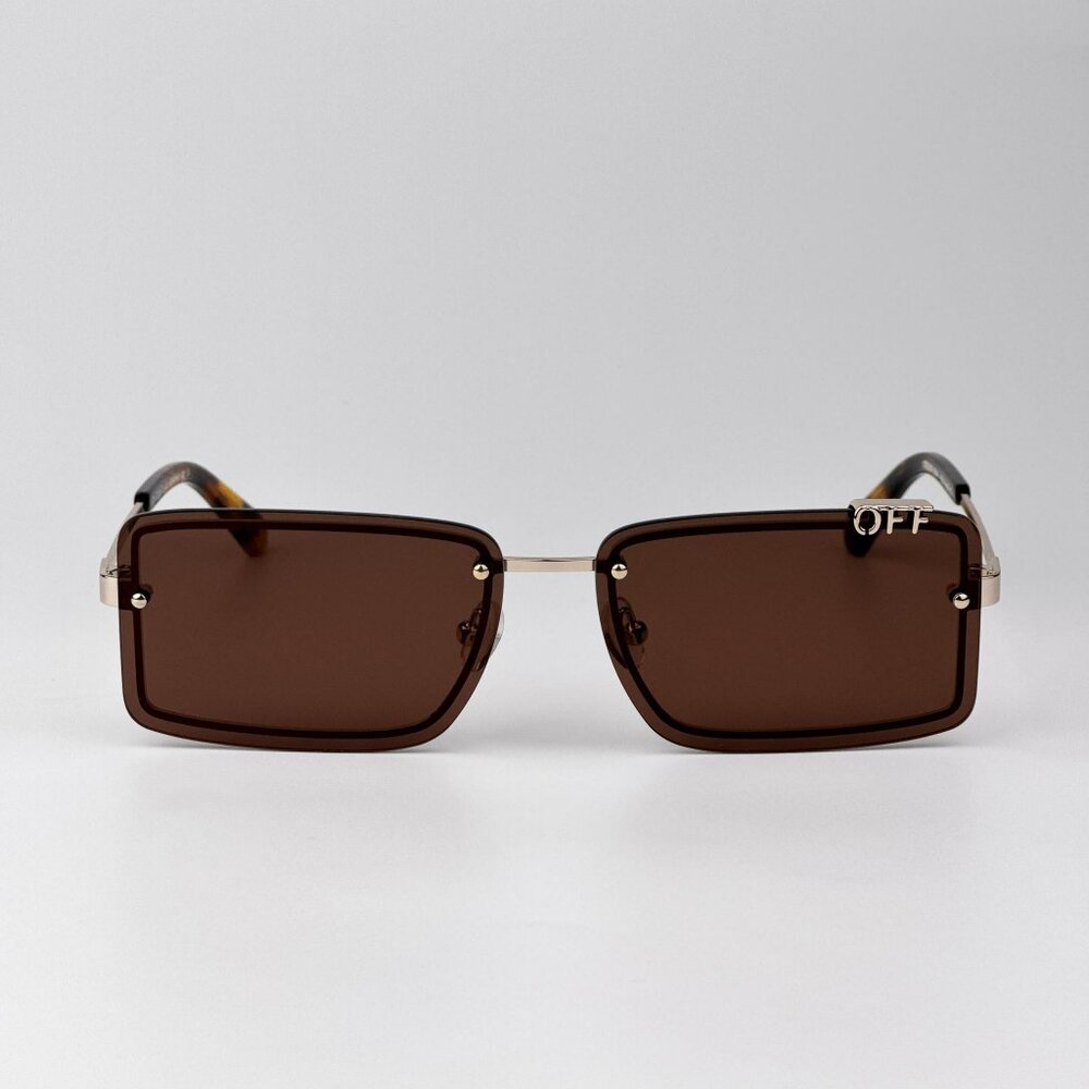 Off-White TAMPA Women Sunglasses Gold Brown Rectangular | Model OERI13N 7664